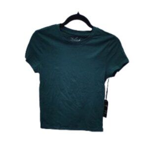 NEW Splash Cut & Cropped Baby Tee T-Shirt Cap Sleeves Green Size Medium NWT